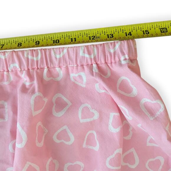 Heart Print Pink Square Dancing Skirt - Cream Lace and Ribbon flowers - Picture 3 of 8